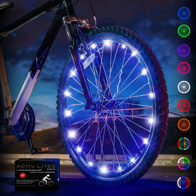 Activ Life Éclairage LED pour Roue de vélo : Visible sous Tous Les Angles  pour Une sécurité et Un Style ultimes – Piles incluses, Lot de 2 pneus,  Vert : : Sports et Loisirs